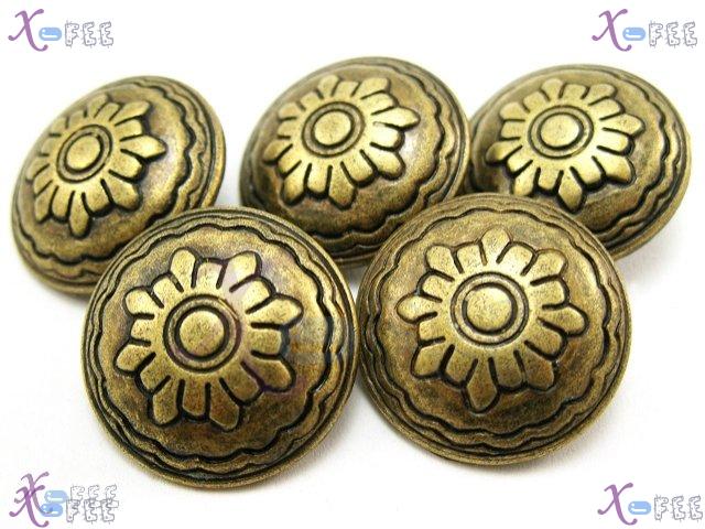 nkpf00378 Wholesale Crafts Sewing Fabric Textile 6 pcs Uniform Copper Metal Flower Buttons 3