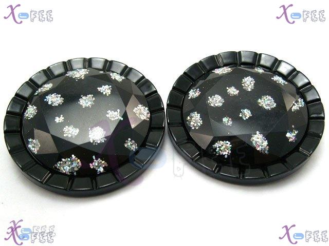 nkpf00384 Wholesale Crafts Sewing Fabric Textile 2pcs Glittering Silver Resin Cut Buttons 3