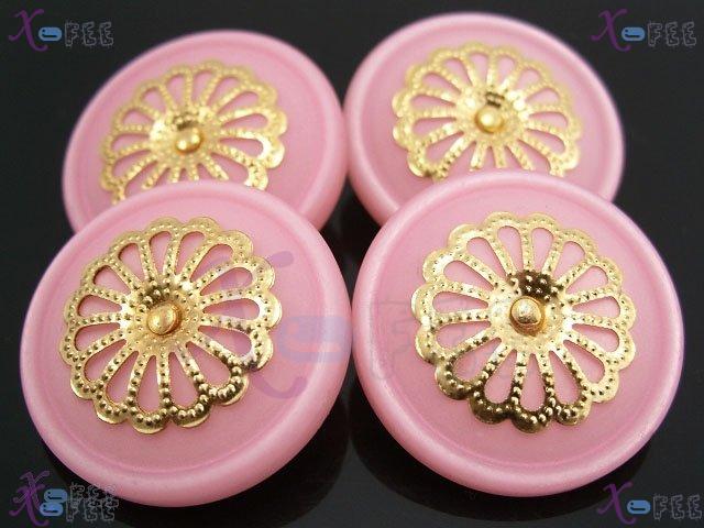 nkpf00575 Wholesale 4pcs Crafts Sewing Fabric Textile Fad Queen Resin Metal Pink Buttons 3