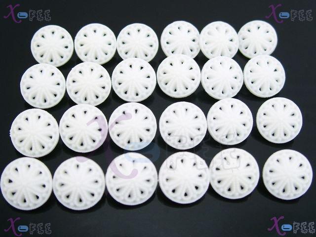 nkpf00792 18L Wholesale Crafts Fabric Textile 24pcs White Flower Plastic Design Buttons 2