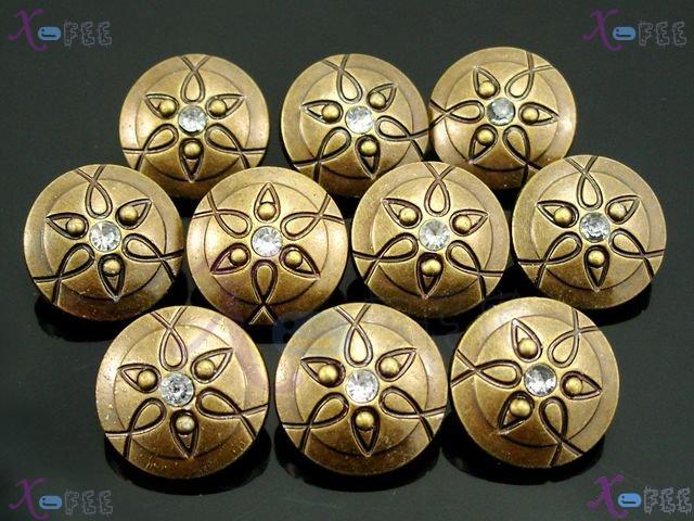 nkpf00920 10pcs Costume Collection Fabric Textile Design Flower Crystal Plastic Buttons 3