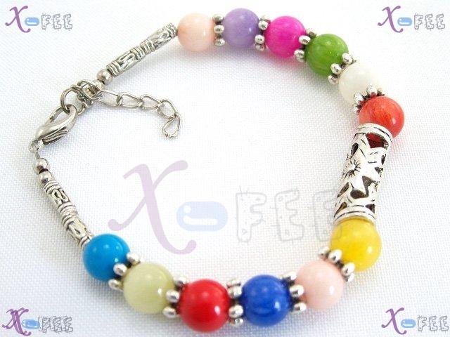 sl00381 Rainbow Fashion Jewelry Agate Lapis Peridot BEADS Silver Alloy Tribal Bracelet 2