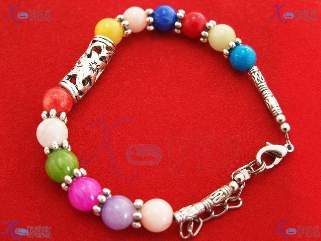 sl00381 Rainbow Fashion Jewelry Agate Lapis Peridot BEADS Silver Alloy Tribal Bracelet 4