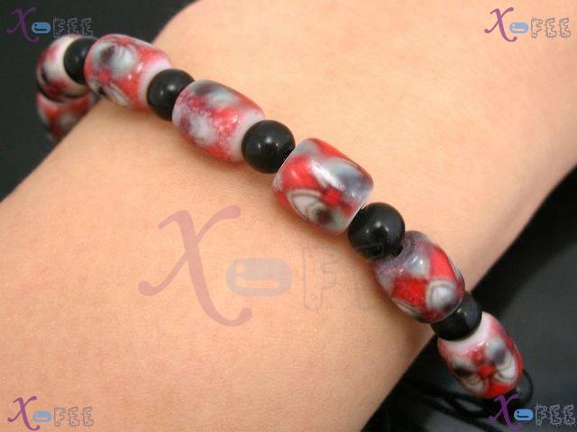 sl00530 Fad Hawaii Fashion Jewelry Ethnic Lampwork Glass Onyx Amulet Flower Bracelet 1