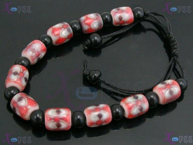 sl00530 Fad Hawaii Fashion Jewelry Ethnic Lampwork Glass Onyx Amulet Flower Bracelet 2