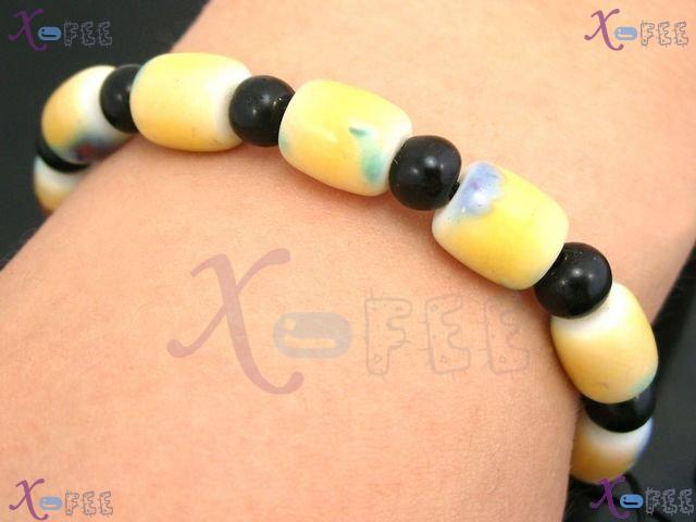 sl00531 Yellow Hawaii Style Fashion Jewelry Ornament Lampwork Glass Onyx Amulet Bracelet 2