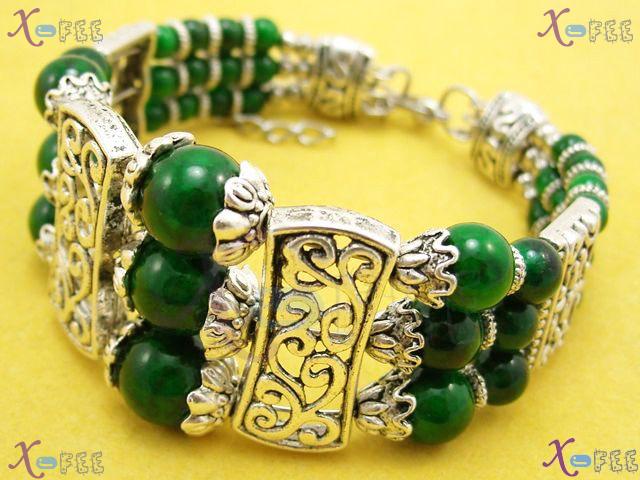 sz00239 New High-quality Tribal Tibetan Jewelry Silver Alloy Bead cap Malachite Bracelet 3