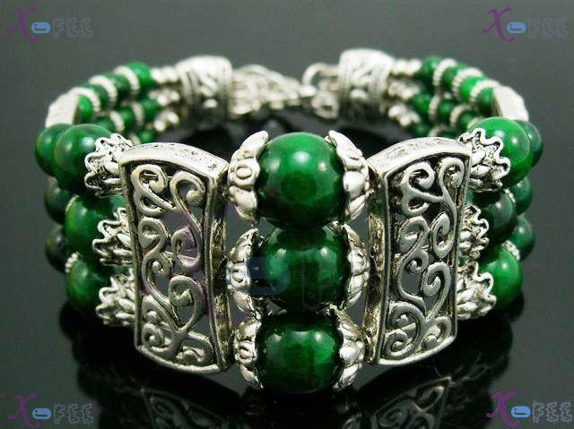 sz00239 New High-quality Tribal Tibetan Jewelry Silver Alloy Bead cap Malachite Bracelet 4