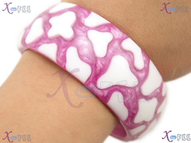 sz00258 Hot Fashion Jewelry Collection Ornament Pink Broadbrimmed Resin Bangle Bracelet 2