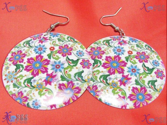 tseh00380 Metal Multi-color Flower Sterling Silver Hook Earrings 1