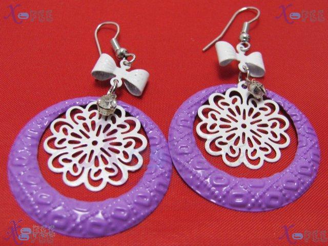 tseh00420 Lavender Snowflake Copper Rhinestone Bowknot Earrings 2