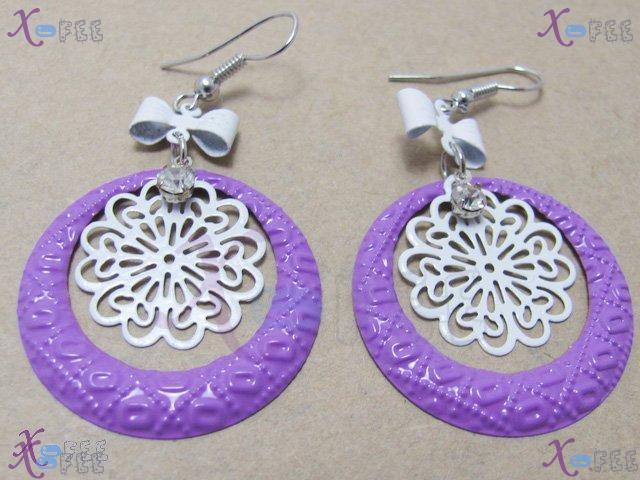 tseh00420 Lavender Snowflake Copper Rhinestone Bowknot Earrings 4