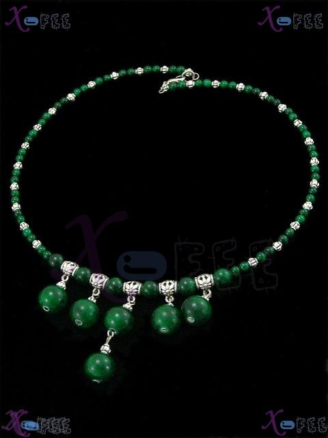 tsxl00641 Modish Tibet Silver Fashion Jewelry Ethnic Regional Malachite Chaplet Necklace 2