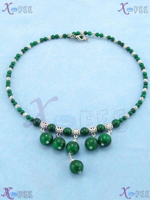 tsxl00641 Modish Tibet Silver Fashion Jewelry Ethnic Regional Malachite Chaplet Necklace 4