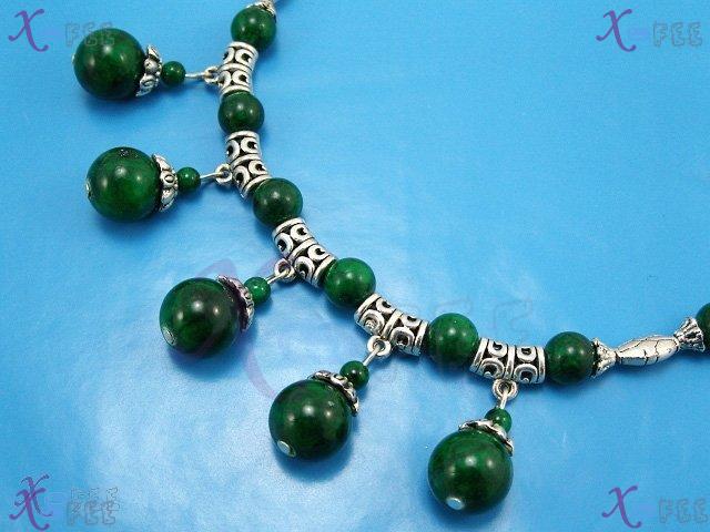 tsxl00651 Modish Tibet Silver Collection Fashion Jewelry Ornament Malachite Charm Necklace 3