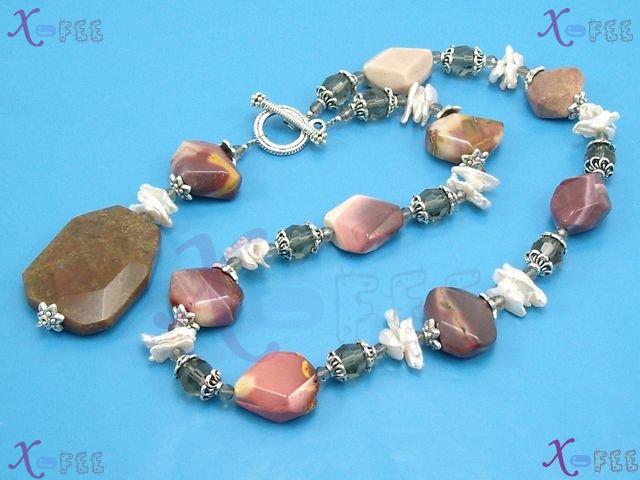 tsxl00690 Tibet Silver Collection Fashion Jewelry Ornament Bohemia Agate Pearl Necklace 3