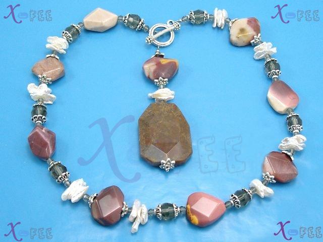 tsxl00690 Tibet Silver Collection Fashion Jewelry Ornament Bohemia Agate Pearl Necklace 4