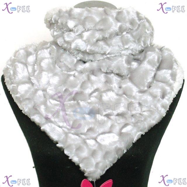 wb00009 Silver Gray NEW Fashion 2 Layer Triangle Leopard Plush Collar Neck Warmer Scarf 1