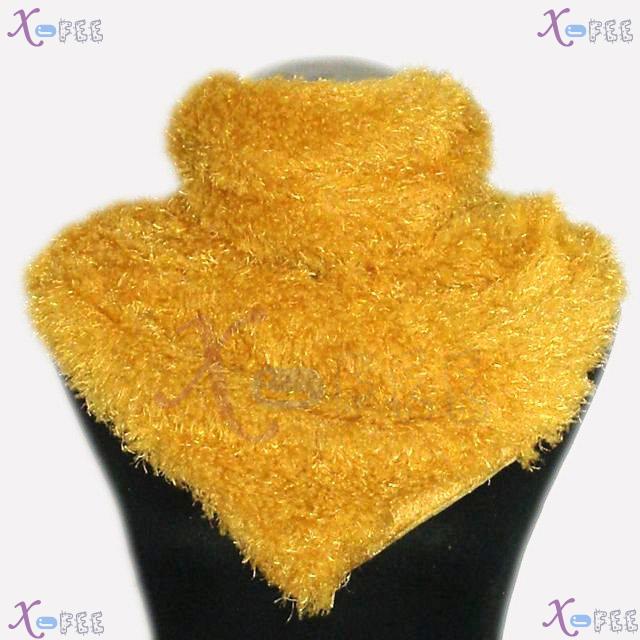 wb00020 Fashion Woman Lined Triangle Soft Plush Winter Golden Collar Neck Warmer Scarf 2