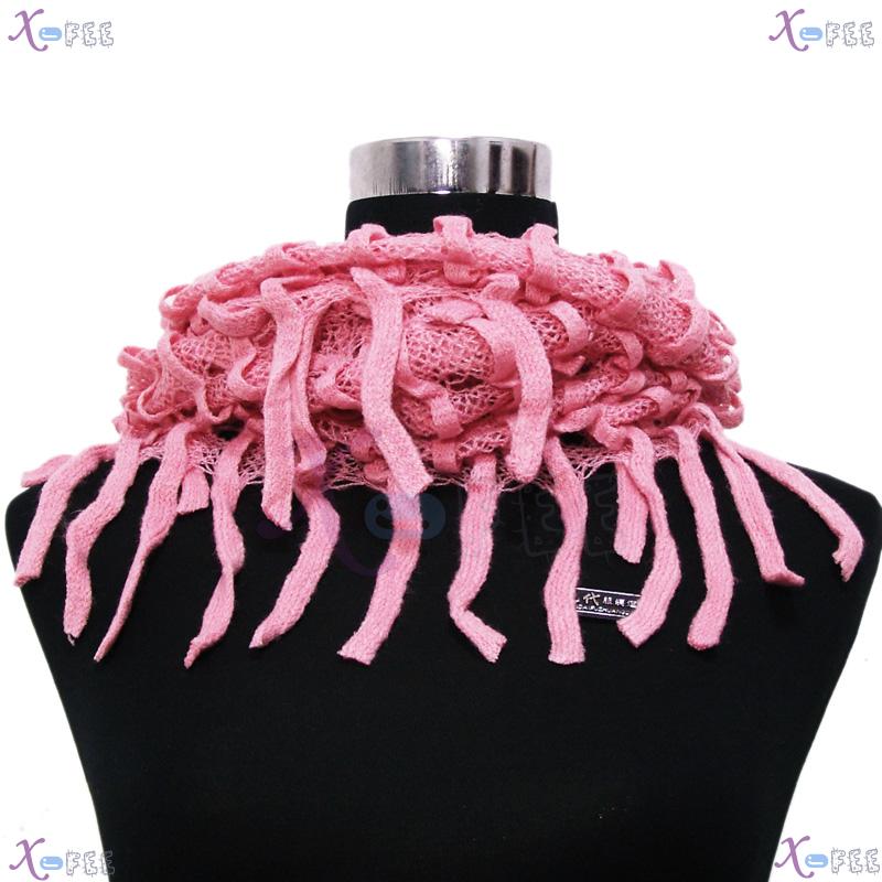 wb00035 Soft Noodle Style Winter Warm Fashion Wool Acrylic Neck Warmer Light Coral Scarf 3