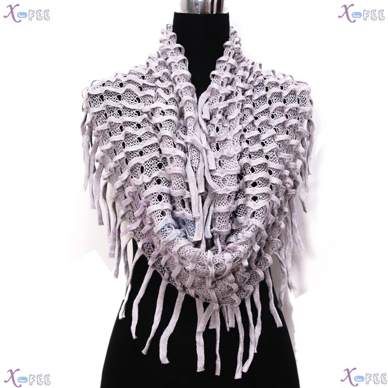 wb00037 NEW Soft Noodle Style Winter Warm Fashion Wool Acrylic Neck Warmer Gray Scarf 2