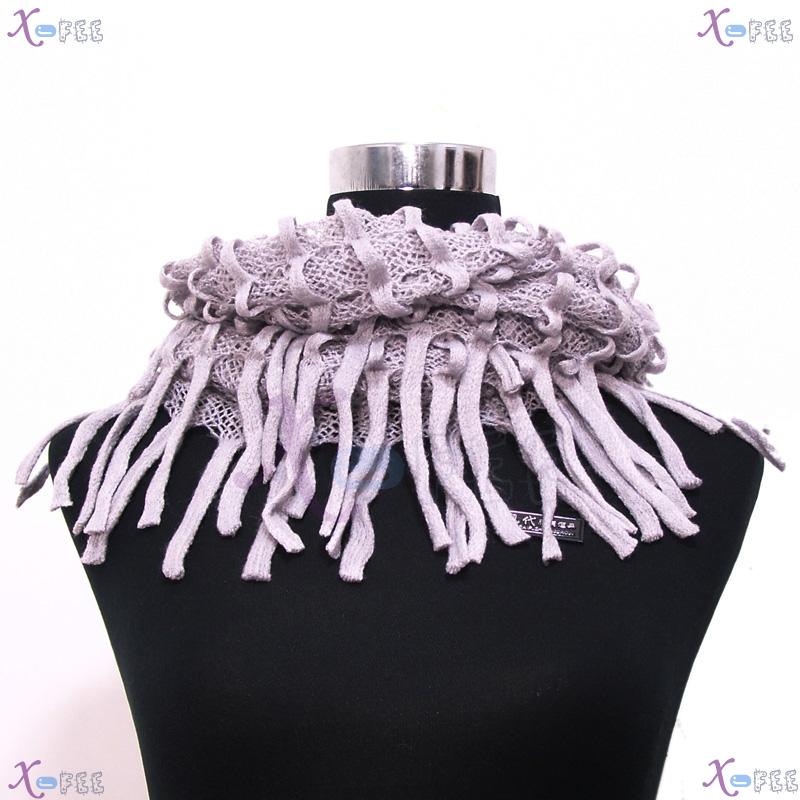 wb00037 NEW Soft Noodle Style Winter Warm Fashion Wool Acrylic Neck Warmer Gray Scarf 3