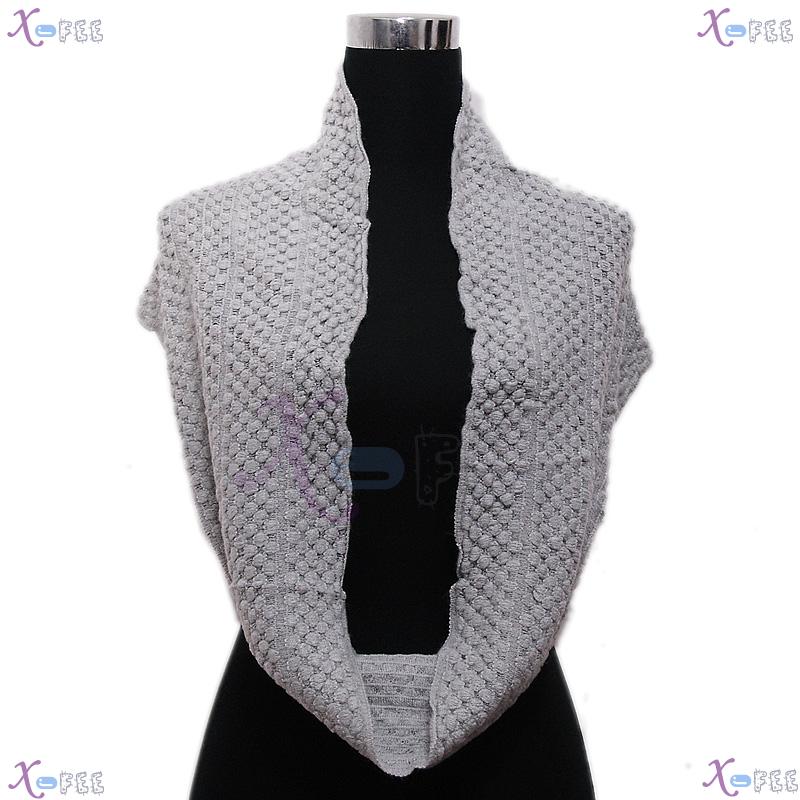 wb00040 Solid Color Gray Winter Warm Fashion Wool Acrylic Neck Warmer Corn Style Scarf 2