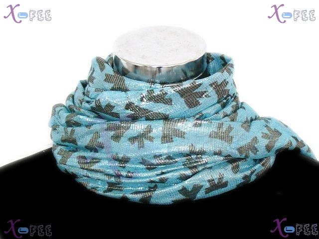 wjpj00378 Hot Woman Clothing Accessory Blue Metallic Yarn Cotton Bowknot Shawl Scarf Wrap 2