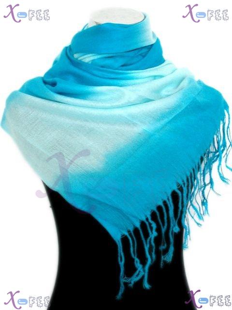 wjpj00406 Gradual Change Blue Women's Accessories Stripe Pashmina China Shawl Scarf Wrap 1