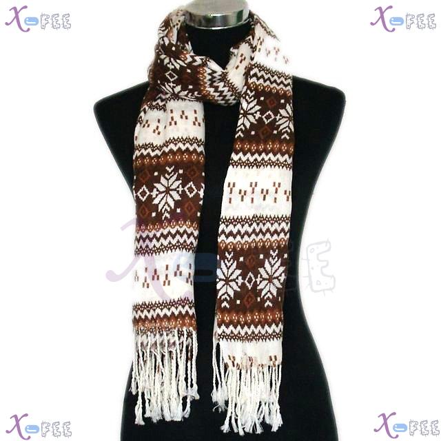 wjpj00548 Brown Snowflake Princess Woman Twill Weave Soft Quality Winter Wrap Scarf Shawl 1