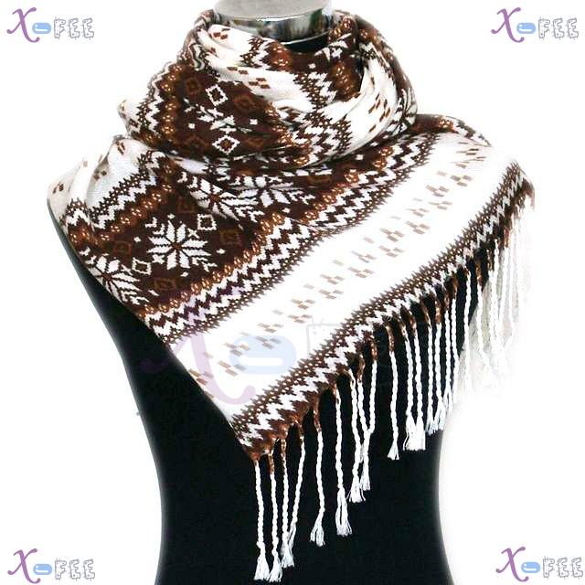 wjpj00548 Brown Snowflake Princess Woman Twill Weave Soft Quality Winter Wrap Scarf Shawl 2