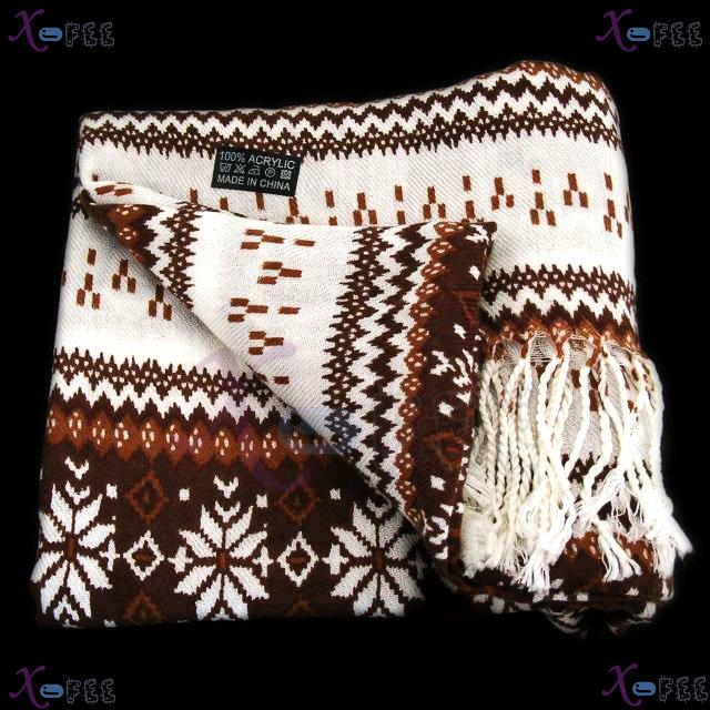 wjpj00548 Brown Snowflake Princess Woman Twill Weave Soft Quality Winter Wrap Scarf Shawl 3