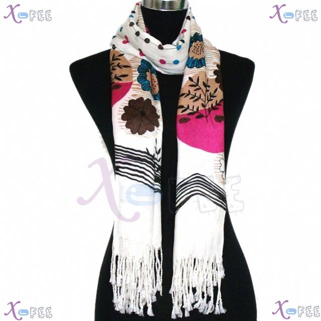 wjpj00553 NEW Blue Pink White Flower Twill Weave High-Quality Winter Warm Wrap Scarf Shawl 2