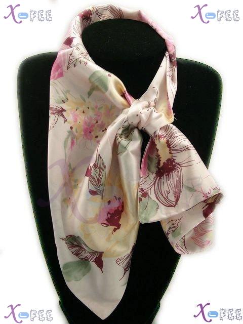 xfj00089 New Beige Woman Accessory Magic Silk Flower Versatile Neckerchief Wrap Scarf 2