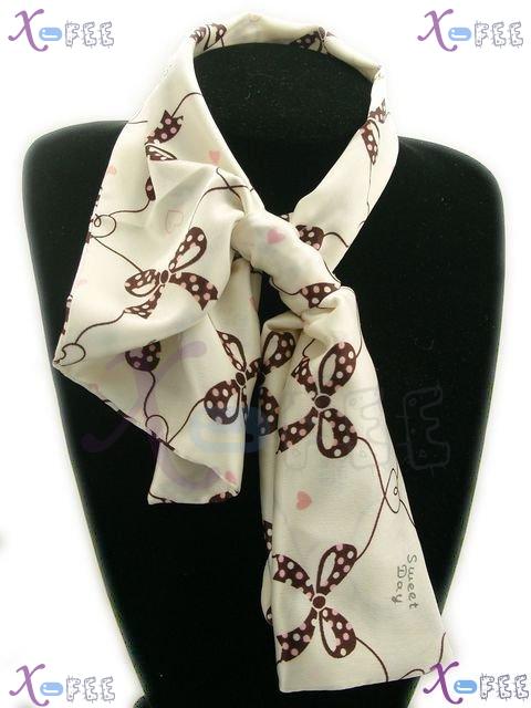 xfj00091 New Beige Woman Accessory Magic Silk Bowknot Versital Neckerchief Scarf Wrap 2