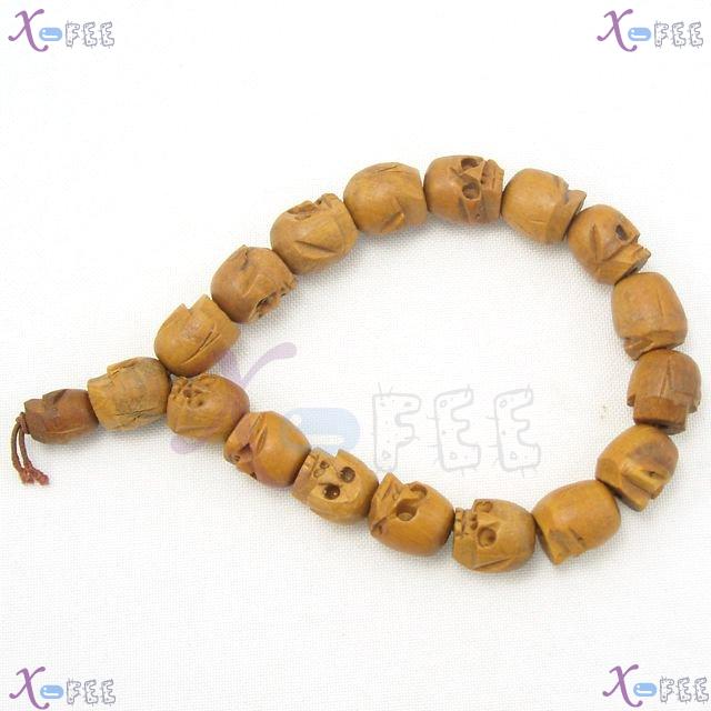 zjfz00060 Special Wood Skull Heads Religion Buddhism Spirituality Prayer Beads Bracelet 1