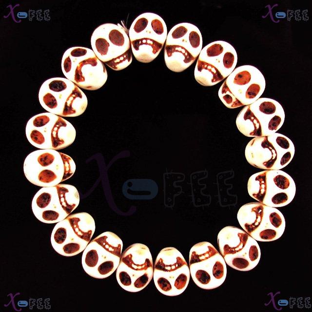 zjfz00067 Religion Spirituality Buddhism Prayer Mala Howlite Beads Skull Heads Bracelet 1