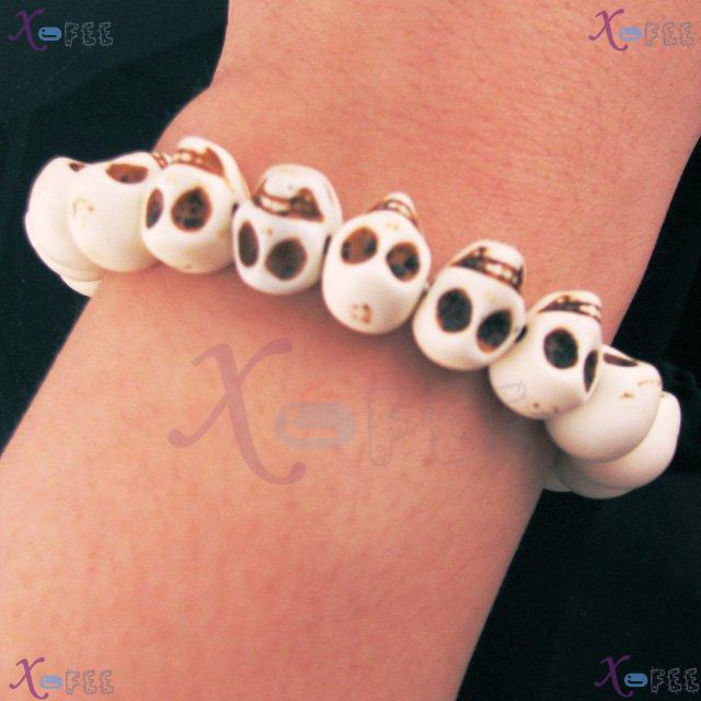 zjfz00067 Religion Spirituality Buddhism Prayer Mala Howlite Beads Skull Heads Bracelet 4